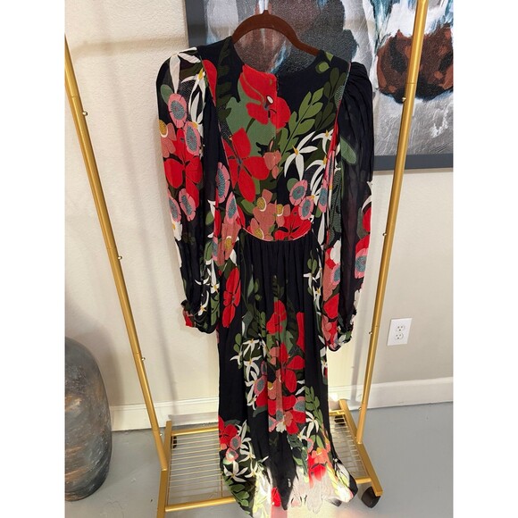 Farm Rio Long-Sleeve V-Neck Floral Maxi Dress M - Picture 6 of 10